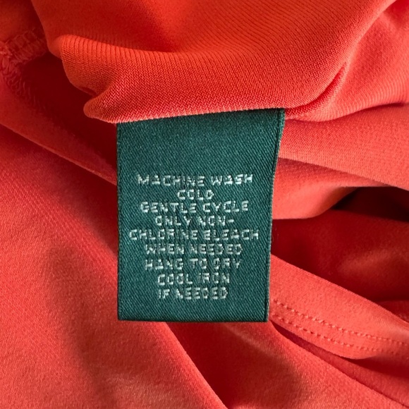 Lauren Ralph Lauren Coral Orange Draped Cowl Neck Stretch Jersey Dress Size 6P - Picture 8 of 9